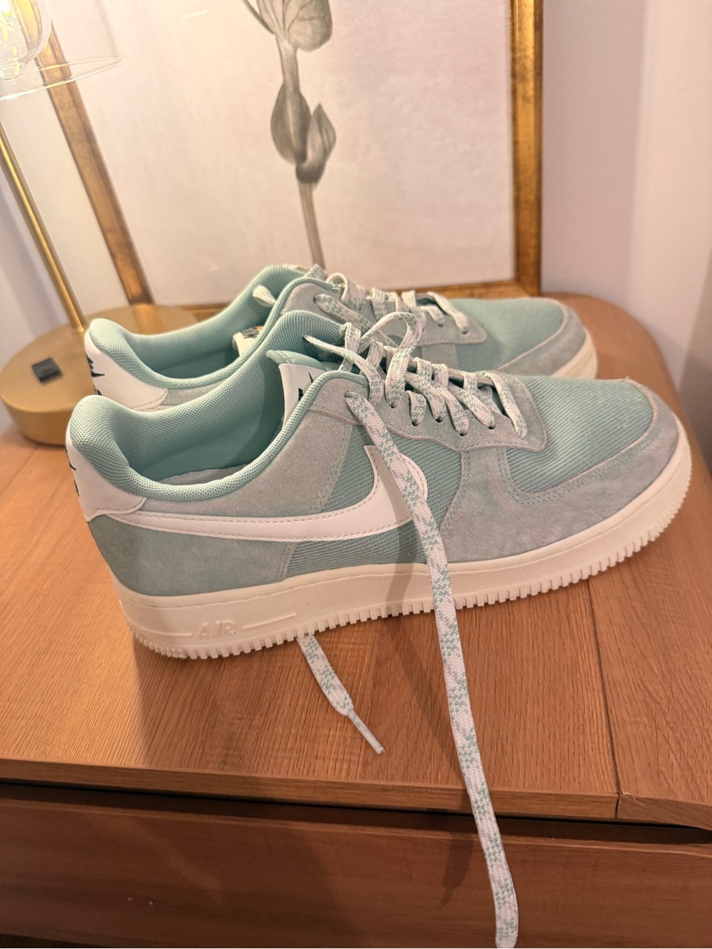 NIKE -  Mint Green Low-Top Sneakers with White Swoosh